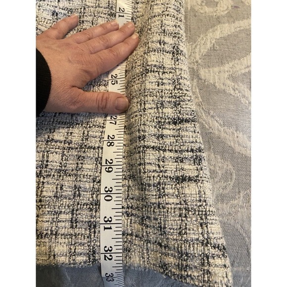 Loft black/white/blue Tweed Plaid Fringe Shift Dress Size 2 - Picture 7 of 8